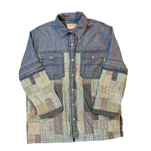 We The Free (Free People) Patchwork Denim Jacket / Shacket — Size M‎ (NWOT)